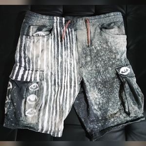 Handpainted Eyes Bleached Cargo Shorts